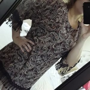 XL Paisley Tunic W/ Black Fringe